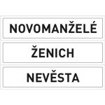 Svatba-eshop Set 6 ks svatebních SPZ cedulek + pěnová oboustranná lepící páska – Zboží Dáma