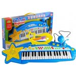 LEAN Toys Velký klavír s MP3 37 kláves s mikrofonem Modrý – Zboží Dáma