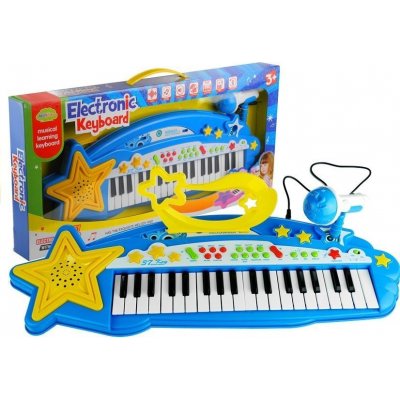 LEAN Toys Velký klavír s MP3 37 kláves s mikrofonem Modrý – Zboží Dáma