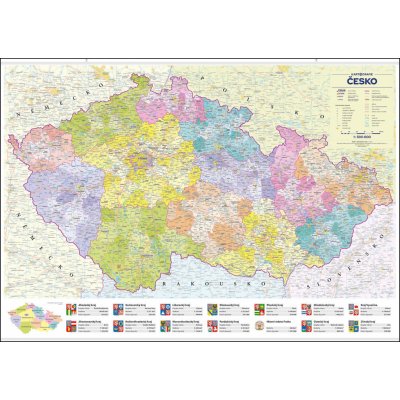 Kartografie PRAHA, a. s. Česko – administrativní nástěnná mapa – Hledejceny.cz