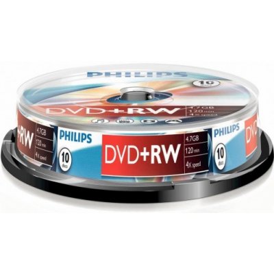 Philips DVD+RW 4,7GB 4x, cakebox, 10ks (DW4S4B10F/10)