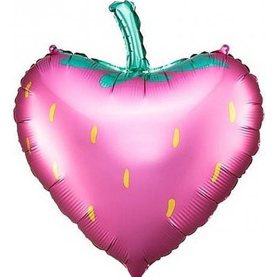 PartyDeco Balónek fóliový jahoda ve tvaru Srdce 42 x 45 cm – Zboží Mobilmania