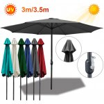 Wolketon 3m-3,5m slunečník Market Umbrella s ruční klikou UV40+ Venkovní slunečník Patio Garden Umbrella, Šedá, 3,5m – Hledejceny.cz