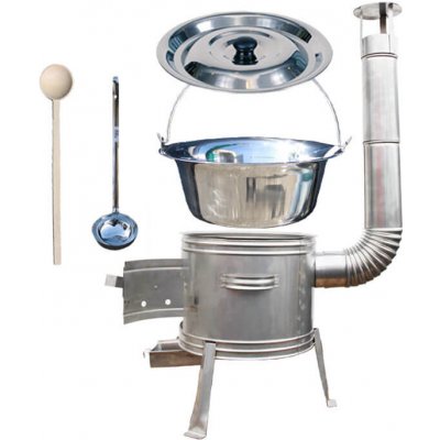 Kessel kotlík na guláš nerez 20 l INOX 1,2 mm kotlina nerez TOPLUX průměr 42 cm poklice nerez 41 cm INOX naběračka 350 ml a vařečka 50 cm TOPLUX – Sleviste.cz