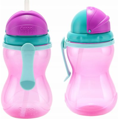 Canpol babies Cestovní sportovní láhev se slámkou růžová 370 ml – Zboží Dáma