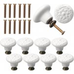 Bílé keramické nábytkové knopky s květinovým vzorem, 16 ks – Sleviste.cz