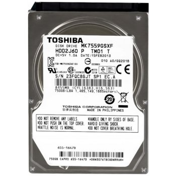Toshiba 750 SATA II 2,5", MK7559GSXF