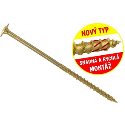 Konstrukční vrut do dřeva KLIMAS 5x120 TORX talířová hlava TX25 žlutý Zn (150 ks v balení) – Zboží Mobilmania