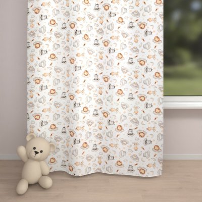 Biante Dětský bavlněný závěs Sandra SA-763 Africká zvířátka na šedobéžových obláčcích na bílém 150x200 cm – Hledejceny.cz