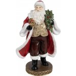 Clayre & Eef Červená vánoční dekorace Santa s dárkem - 13*10*23 cm – Hledejceny.cz