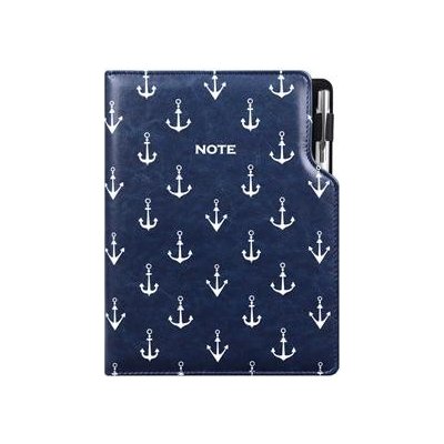 Notes DESIGN A5 čtverečkovaný modrý námořník kotvy