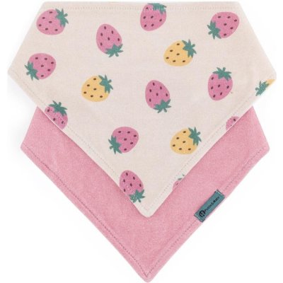 Petite&Mars Bryndák bandana Luke 2 ks Beige Strawberies&Dusty Rose 3m+ – Zboží Dáma