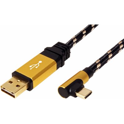 Kabel USB 2.0 kabel, oboustranný USB A(M) - USB C(M) lomený (90°) 3m – Zboží Mobilmania