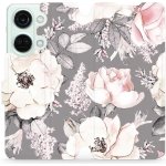 Pouzdro Mobiwear Flip OnePlus Nord 3 5G - MX06S Květy na šedém pozadí – Zboží Mobilmania