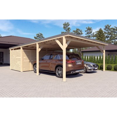 Holzbrüder Ralf na auto na auto s velým domkem přírodní/šedá 6 x 8,68 m – HobbyKompas.cz