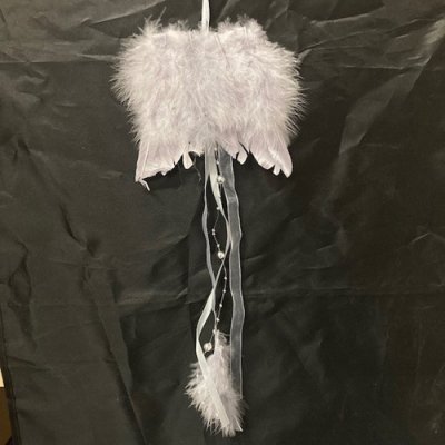 Andělská křídla z peří 12 x 35 cm šedá