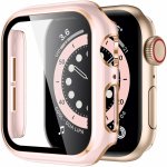 AW Lesklé prémiové ochranné pouzdro s tvrzeným sklem pro Apple Watch Rozteč: 40mm, Růžové tělo / zlatý obrys IR-AWGW-0033 – Zboží Živě