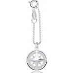 Šperky Eshop Stříbrný 925 přívěsek na náramek kompas, zirkonový obrys kruhu krátký řetízek R24.17 – Zboží Mobilmania