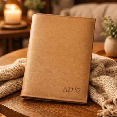 Obal na knihu s gravírováním INICIÁLŮ Barva: Béžová, Rozměr: 22,5 x 33 cm, Text uvnitř: S vlastním textem – Hledejceny.cz
