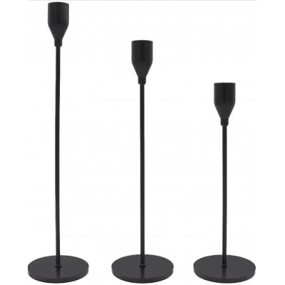 Sada tří černých kovových svícnů VILIA Set 3 Ks Kovových Svícnů – Hledejceny.cz