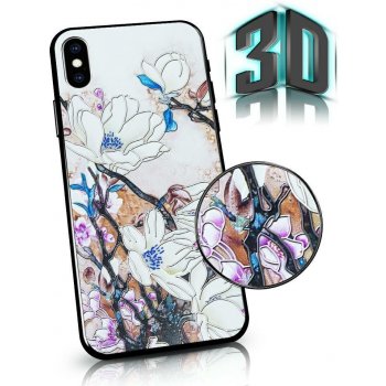 Pouzdro MFashion Samsung A40S ​/ ​M30​​ - 3D květy - bílé