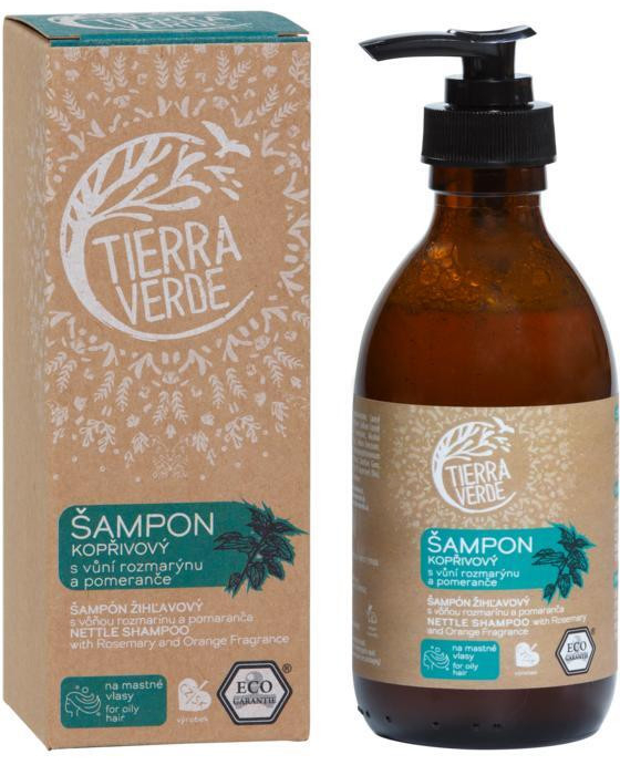 Tierra Verde Kopřivový šampon Rozmarýn a Pomeranč 230 ml na mastné vlasy