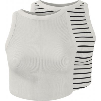 esmara Dámský žebrovaný crop top 2 kusy bílá/černá – Sleviste.cz
