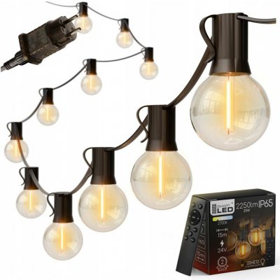 SmartLED LED Stmívatelný venkovní řetěz 25xE12/1W/24/230V 17,5 m IP65 černá + DO 4453 – Zbozi.Blesk.cz