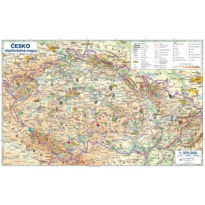 Excart Maps Česko – nástěnná vlastivědná mapa 136 x 87 cm Varianta: bez rámu v tubusu, Provedení: laminovaná mapa v lištách – Zbozi.Blesk.cz