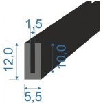 05354606 Pryžový profil tvaru "U", 12x5,5/1,5mm, 70°Sh, EPDM, -40°C/+100°C, černý | Zboží Auto