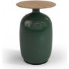 Zahradní stůl Gloster Keramický odkládací stolek Blow, kulatý 36x52,5 cm, glazovaná keramika, Emerald, deska teak