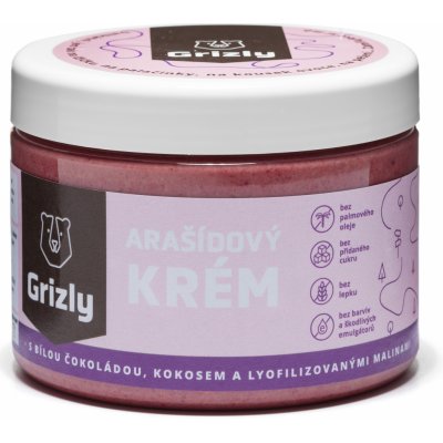 GRIZLY Arašídový krém s čokoládou kokosem a malinami 500 g – Zboží Mobilmania