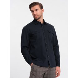Ombre Clothing pánská košile s dlouhým rukávem Siveril navy