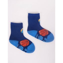 ABS ponožky YO SKA0003C protiskluzové modré s oranžovým míčem