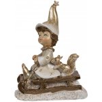 Clayre & Eef Béžovo-zlatá dekorace děvčátko skřítek s veverkou na sáních - 8*4*10 cm – Hledejceny.cz