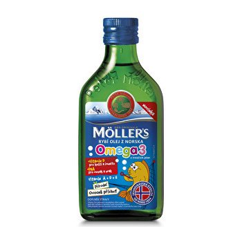 Möller`s rybí olej Omega 3 z tresčích jater s ovocnou příchutí 250 ml