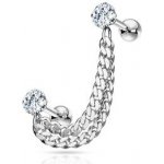Šperky4U Cartilage piercing do ucha s řetízkem CP1064-C – Zboží Mobilmania