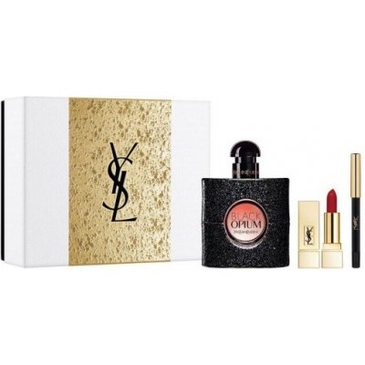 Yves Saint Laurent Black Opium EDP 50 ml + tužka na oči 0,8 g + rtěnka 1,3 g dárková sada – Hledejceny.cz