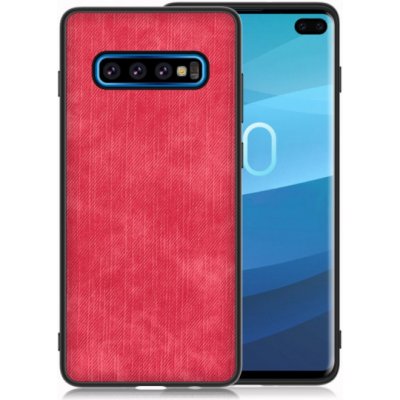 Pouzdro JustKing ochranné koženkové s texturou džínoviny Samsung Galaxy S10 Plus - červené