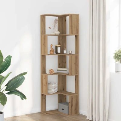 vidaXL Rohová 5patrová knihovna dub artisan 50x50x179 cm – Sleviste.cz