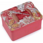 Stoklasa Krabička na šití a jehly, plechová 90322/5 růžová, špulka nití, 9,5 x 12,5 x 6,5cm (obdélník) – Zboží Dáma