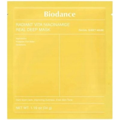 BIODANCE RADIANT VITA NIACINAMIDE REAL DEEP MASK Inovativní rozjasňující hydratační maska s niacinamidem a ovocnými extrakty 34 g – Zboží Dáma