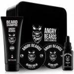 Angry Beards The Traveller olej na vousy 30 ml + balzám na vousy 50 ml + vosk na vousy 30 ml + šampon na vousy 250 ml dárková sada – Zbozi.Blesk.cz