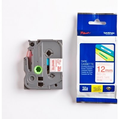 Páska Brother TZE-232, 12mm, bílá/červená, laminovaná, délka 8m – Zboží Živě