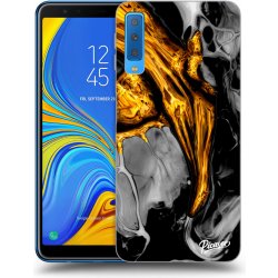 Pouzdro Picasee silikonové Samsung Galaxy A7 2018 A750F - Black Gold čiré