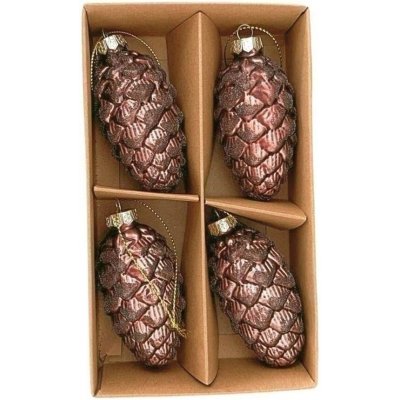 J&M Home International LTD. Šišky sklo 4ks/8cm hnědá/zlatá – Hledejceny.cz
