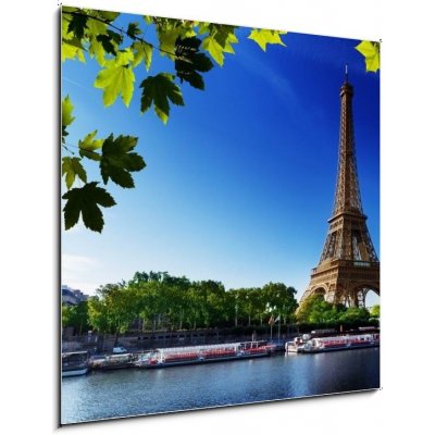 Skleněný obraz 1D - 50 x 50 cm - Seine in Paris with Eiffel tower Seina v Paříži s Eiffelovou věží – Zboží Mobilmania