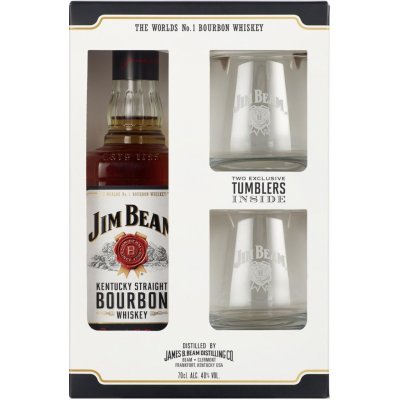 Jim Beam White Label 40% 0,7 l (dárkové balení 2 sklenice) – Zboží Mobilmania