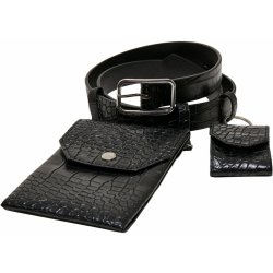 Urban Classics Croco Synthetic Leather belt With Pouch cerná/stríbrná opasek