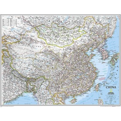 National Geographic Čína - nástěnná mapa Classic 77 x 61 cm Varianta: bez rámu v tubusu, Provedení: laminovaná mapa v lištách